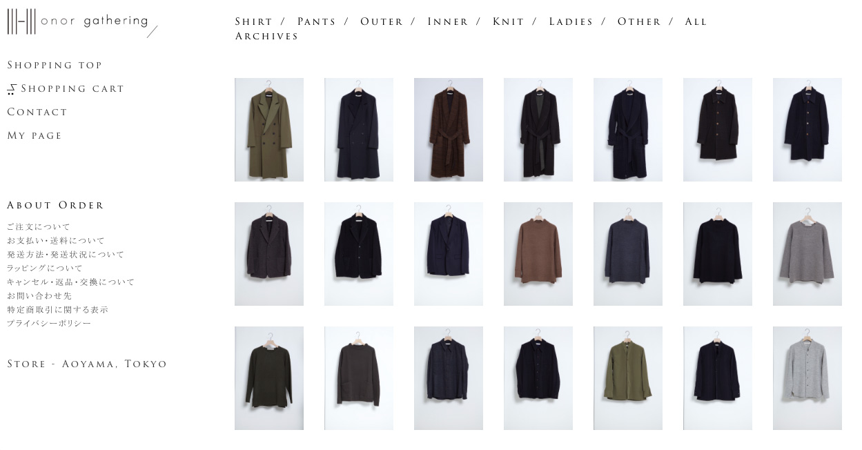 Honor gathering(オナーギャザリング) オンラインストアをオープン